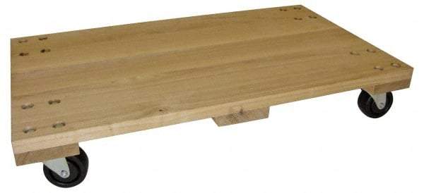 PRO-SOURCE - 1,000 Lb Capacity Hardwood/Rubber Solid Top Dolly - 36" Long x 24" Wide x 5" High, 3" Hard Rubber Wheels - Apex Tool & Supply
