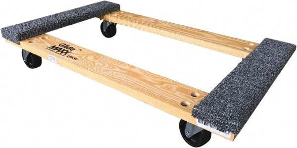 PRO-SOURCE - 1,000 Lb Capacity Hardwood/Carpet Open Carpet Covered Raised Ends Dolly - 30" Long x 18" Wide, 3" Wheels - Apex Tool & Supply