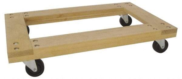 PRO-SOURCE - 1,000 Lb Capacity Hardwood/Rubber Flush Open Dolly - 36" Long x 24" Wide, 3" Wheels - Apex Tool & Supply