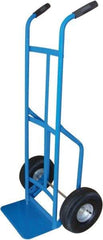 PRO-SOURCE - 600 Lb Capacity 47" OAH Hand Truck - 8 x 14" Base Plate, Dual Grip Handle, Steel, Full Pneumatic Wheels - Apex Tool & Supply