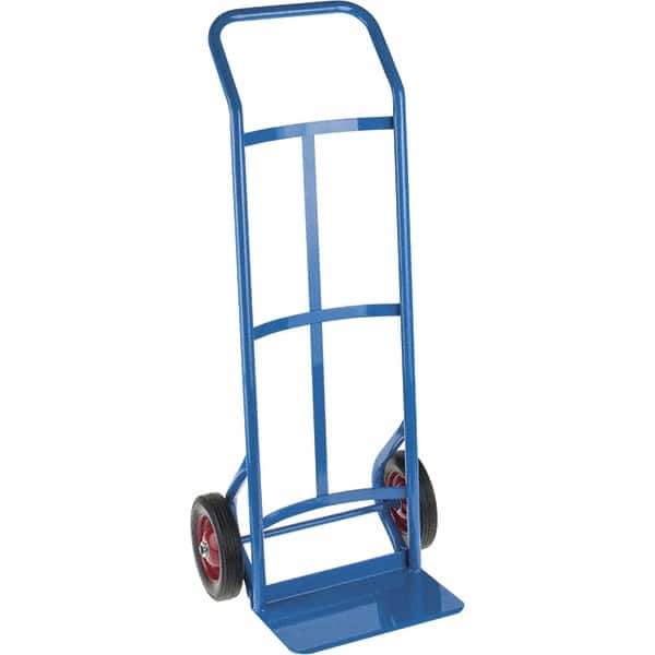 PRO-SOURCE - 500 Lb Capacity 45" OAH Hand Truck - 8 x 14" Base Plate, Continuous Swept Back Handle, Steel, Solid Rubber Wheels - Apex Tool & Supply