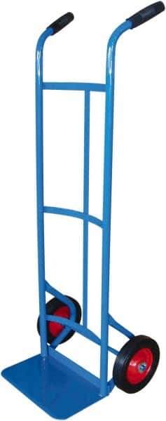 PRO-SOURCE - 500 Lb Capacity 47" OAH Hand Truck - 8 x 14" Base Plate, Dual Grip Handle, Steel, Solid Rubber Wheels - Apex Tool & Supply