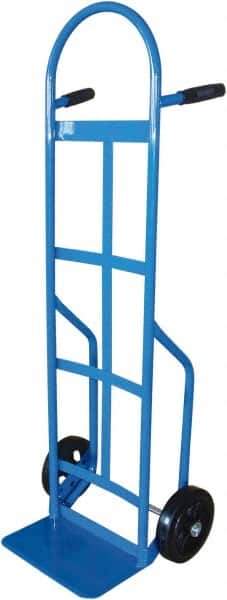 PRO-SOURCE - 800 Lb Capacity 53" OAH Hand Truck - 8 x 14" Base Plate, High Back Dual Grip Handle, Cast Iron, Mold-On Rubber Wheels - Apex Tool & Supply