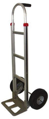 PRO-SOURCE - 500 Lb Capacity 52" OAH Hand Truck - 7-1/2 x 14" Base Plate, Single Grip Handle, Aluminum, Full Pneumatic Wheels - Apex Tool & Supply