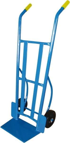 PRO-SOURCE - 900 Lb Capacity 54-1/2" OAH Warehouse Hand Truck - 10 x 16-1/2" Base Plate, Dual Handle, Steel, Mold-On Rubber Wheels - Apex Tool & Supply