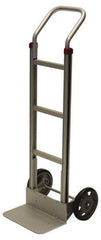 PRO-SOURCE - 600 Lb Capacity 52" OAH Welded Hand Truck - 7-1/2 x 14" Base Plate, Continuous Swept Back Handle, Aluminum, Semi-Pneumatic Wheels - Apex Tool & Supply