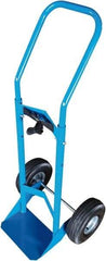 PRO-SOURCE - 500 Lb Capacity 48" OAH Cylinder Hand Truck - 7-1/2 x 14" Base Plate, Swept Back Handle, Steel, Full Pneumatic Wheels - Apex Tool & Supply