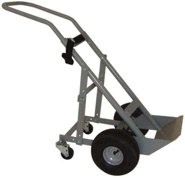 PRO-SOURCE - 500 Lb Capacity 48" OAH Cylinder Hand Truck - 7-1/2 x 14" Base Plate, Swept Back Handle, Steel, Full Pneumatic Wheels - Apex Tool & Supply