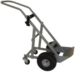 PRO-SOURCE - 500 Lb Capacity 48" OAH Cylinder Hand Truck - 7-1/2 x 14" Base Plate, Swept Back Handle, Steel, Full Pneumatic Wheels - Apex Tool & Supply