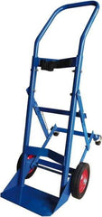 PRO-SOURCE - 500 Lb Capacity 48" OAH Cylinder Hand Truck - 7-1/2 x 14" Base Plate, Swept Back Handle, Steel, Semi-Pneumatic Wheels - Apex Tool & Supply