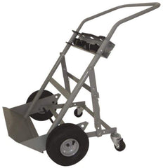 PRO-SOURCE - 500 Lb Capacity 48" OAH Cylinder Hand Truck - 7-1/2 x 14" Base Plate, Swept Back Handle, Steel, Full Pneumatic Wheels - Apex Tool & Supply