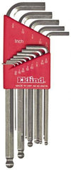 Eklind - 13 Piece L-Key Ball End Hex Key Set - Hex Range 0.05 to 3/8", Alloy Steel - Apex Tool & Supply