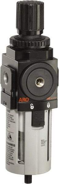 ARO/Ingersoll-Rand - 1/2" NPT Port Standard 1 Piece Filter/Regulator FRL Unit - Polycarbonate Bowl, 172 SCFM, 150 Max psi, 9.961" High x 2.756" Long, Manual Drain - Apex Tool & Supply