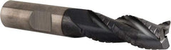 Kennametal - 1/2" Diam, Coarse Pitch, 1-1/4" LOC, 3 Flute Solid Carbide 0.03" Corner Radius Roughing End Mill - AlTiN Finish, 3" OAL, 1/2" Shank Diam, Centercutting, 30° Helix - Apex Tool & Supply