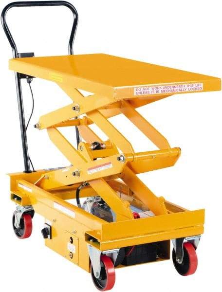 Vestil - 1,000 Lb Capacity Electric Scissor Elevating Cart - 19-1/2" to 63-3/4" Lift Height, 39-3/4" Platform Length x 20-1/2" Platform Width - Apex Tool & Supply