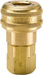 Parker - 1/8-27 Female NPTF Industrial Pneumatic Hose Coupler - Brass, 1/4" Body Diam - Apex Tool & Supply