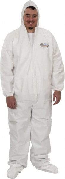 KleenGuard - Size 3XL Film Laminate Chemical Resistant Coveralls - White, Zipper Closure, Open Cuffs, Open Ankles - Apex Tool & Supply