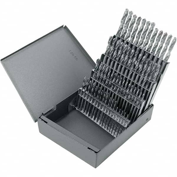 Chicago-Latrobe - 0.04 to 0.228", 118° Point, Bright Finish, High Speed Steel Screw Machine Length Drill Bit Set - Apex Tool & Supply