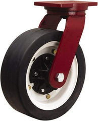 Hamilton - 12" Diam x 4" Wide, Rubber Rigid Caster - 2,400 Lb Capacity, Top Plate Mount, 6-1/8" x 7-1/2" Plate, Tapered Roller Bearing - Apex Tool & Supply