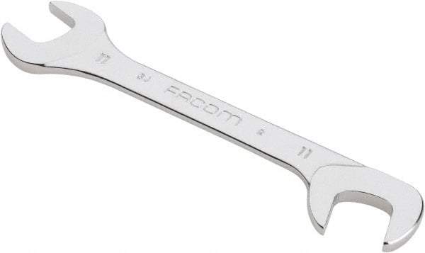 Facom - 11mm Stubby Extra Thin Open End Wrench - 3-15/16" OAL, Double End, Satin Finish, 15° & 75° Head Angle - Apex Tool & Supply