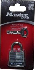 Master Lock - 1/2" Shackle Clearance, Keyed Different Warded Cylinder Padlock - 3/16" Shackle Diam, Steel - Apex Tool & Supply