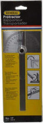 General - 6 Inch Long Blade, 180° Max Measurement, 1° Dial Graduation, Rectangular Head Protractor - Accuracy Up to 1°, 0 to 180 Dial Range - Apex Tool & Supply