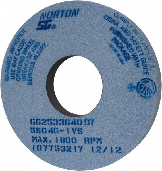 Norton - 14" Diam x 5" Hole x 1-1/2" Thick, I Hardness, 46 Grit Surface Grinding Wheel - Ceramic, Type 1, Coarse Grade, 1,800 Max RPM, Vitrified Bond, No Recess - Apex Tool & Supply