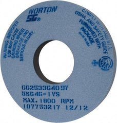 Norton - 14" Diam x 5" Hole x 1-1/2" Thick, I Hardness, 46 Grit Surface Grinding Wheel - Ceramic, Type 1, Coarse Grade, 1,800 Max RPM, Vitrified Bond, No Recess - Apex Tool & Supply