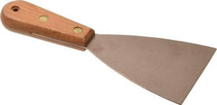 Ampco - 3-1/2" Wide Nickel Copper Putty Knife - Stiff, Wood Handle, 8-1/2" OAL - Apex Tool & Supply