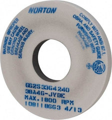 Norton - 14" Diam x 5" Hole x 1-1/2" Thick, J Hardness, 46 Grit Surface Grinding Wheel - Aluminum Oxide, Type 1, Coarse Grade, 1,800 Max RPM, Vitrified Bond, No Recess - Apex Tool & Supply