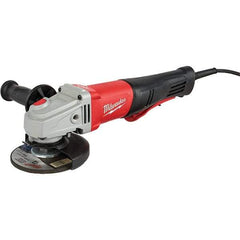 Milwaukee Tool - 5" Wheel Diam, 12,000 RPM, Corded Angle & Disc Grinder - 5/8-11 Spindle, 120 Volts, 11 Amps, Front Exhaust - Apex Tool & Supply