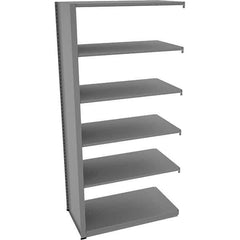 Tennsco - 6 Shelf Add-On Open Steel Shelving - 42" Wide x 88" High x 24" Deep, Medium Gray - Apex Tool & Supply