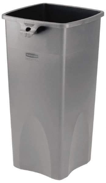 Rubbermaid - 23 Gal Gray Square Trash Can - Polyethylene, 30.9" High x 16-1/2" Long x 15-1/2" Wide - Apex Tool & Supply