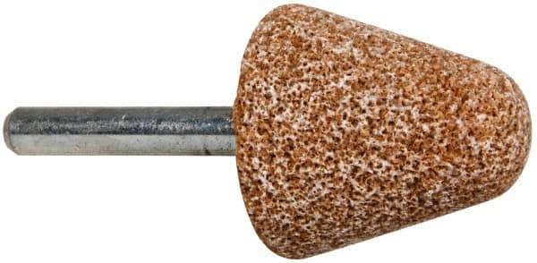 Norton - 1-1/4" Head Diam x 1-1/4" Thickness, A4, Tree End, Aluminum Oxide Mounted Point - Brown, Coarse Grade - Apex Tool & Supply