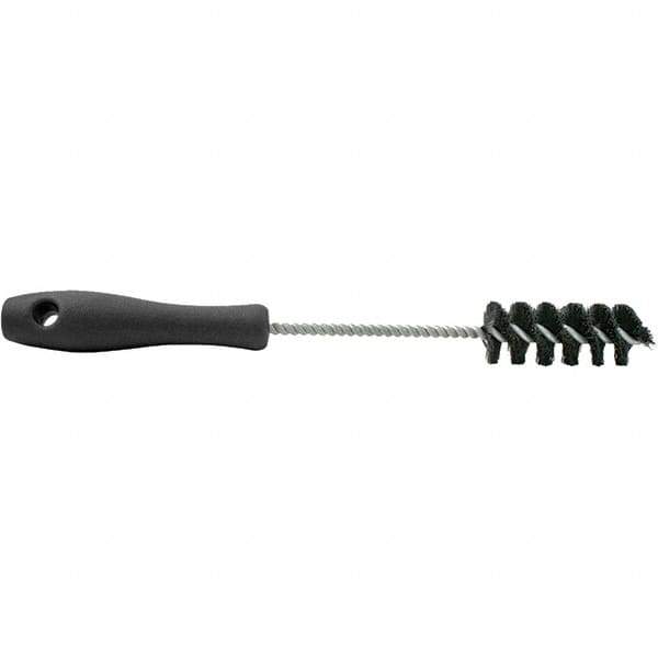 Brush Research Mfg. - 0.85" Diam Helical Nylon Tube Brush - Single Spiral, 0.008" Filament Diam, 2-1/2" Brush Length, 10-1/2" OAL, 0.22" Diam Plastic Handle Shank - Apex Tool & Supply