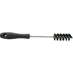 Brush Research Mfg. - 1" Diam Helical Nylon Tube Brush - Single Spiral, 0.008" Filament Diam, 2-1/2" Brush Length, 10-1/2" OAL, 0.22" Diam Plastic Handle Shank - Apex Tool & Supply