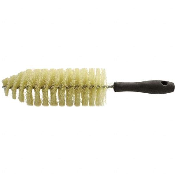 Brush Research Mfg. - 2-3/4" Diam Helical Polypropylene Tube Brush - Single Spiral, 0.012" Filament Diam, 8-1/4" Brush Length, 13-1/2" OAL, 0.245" Diam Plastic Handle Shank - Apex Tool & Supply