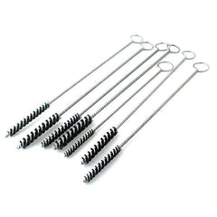 Brush Research Mfg. - 7/16" Diam Helical Nylon Tube Brush - Single Spiral, 0.014" Filament Diam, 2-1/2" Brush Length, 12" OAL, 0.168" Diam Galvanized Steel Shank - Apex Tool & Supply