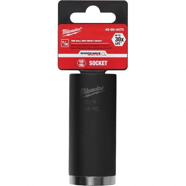 Milwaukee Tool - 1/2" Drive 15/16" Universal Thin Wall Nonsparking Deep Impact Socket - Apex Tool & Supply