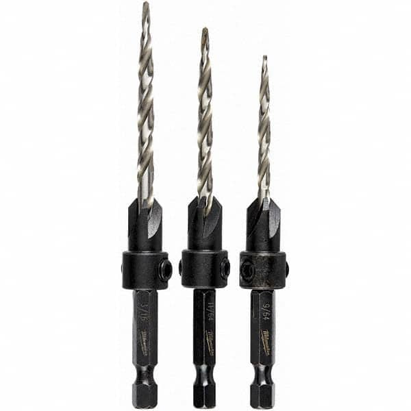 Milwaukee Tool - Countersink Sets Countersink Type: Single Flute Minimum Head Diameter (Inch): 1/8 - Apex Tool & Supply