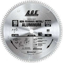 Amana Tool - 10" Diam, 5/8" Arbor Hole Diam, 100 Tooth Wet & Dry Cut Saw Blade - Carbide-Tipped, Clean Action, Standard Round Arbor - Apex Tool & Supply