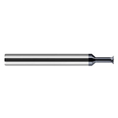 Chamfer Cutters - 0.0800″ Head Diameter × 0.0140″ LOC × 0.2500″ (1/4″) Neck Length × 45° per side Carbide Back Chamfer Cutter, 4 Flutes, AlTiN Coated - Exact Industrial Supply