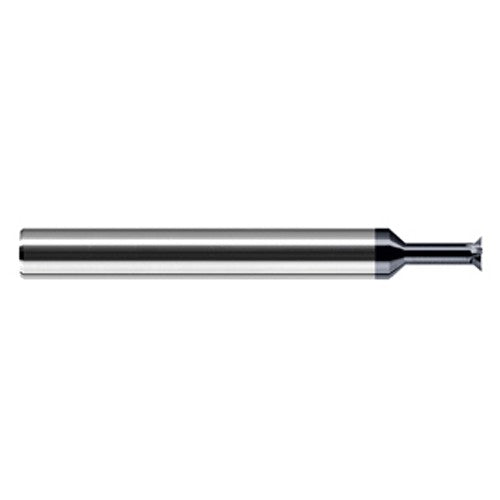 Chamfer Cutters - 0.3120″ (5/16″) Head Diameter × 0.0550″ LOC × 0.5620″ (9/16″) Neck Length × 45° per side Carbide Back Chamfer Cutter, 6 Flutes, AlTiN Coated - Exact Industrial Supply