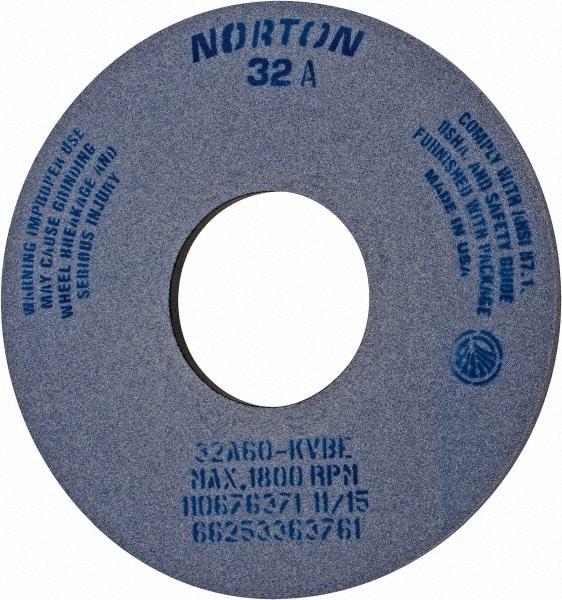 Norton - 14" Diam x 5" Hole x 1/2" Thick, K Hardness, 60 Grit Surface Grinding Wheel - Aluminum Oxide, Type 1, Medium Grade, 1,800 Max RPM, Vitrified Bond, No Recess - Apex Tool & Supply