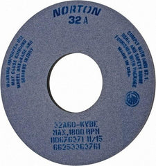 Norton - 14" Diam x 5" Hole x 1/2" Thick, K Hardness, 60 Grit Surface Grinding Wheel - Aluminum Oxide, Type 1, Medium Grade, 1,800 Max RPM, Vitrified Bond, No Recess - Apex Tool & Supply