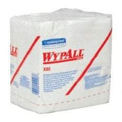 WypAll - X80 1/4 Fold Shop Towel/Industrial Wipes - Poly Pack, 12-1/2" x 12-1/2" Sheet Size, White - Apex Tool & Supply