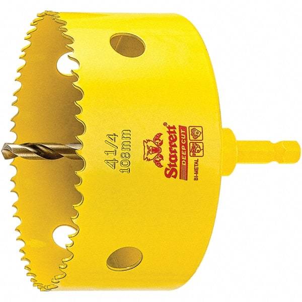 Starrett - 4-1/4" Diam, 2" Cutting Depth, Hole Saw - High Speed Steel Saw, Toothed Edge - Apex Tool & Supply