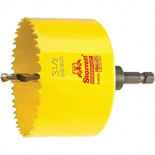 Starrett - 3-1/2" Diam, 2" Cutting Depth, Hole Saw - High Speed Steel Saw, Toothed Edge - Apex Tool & Supply