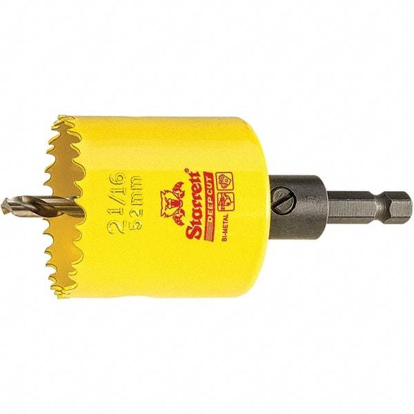 Starrett - 2-1/16" Diam, 2" Cutting Depth, Hole Saw - High Speed Steel Saw, Toothed Edge - Apex Tool & Supply