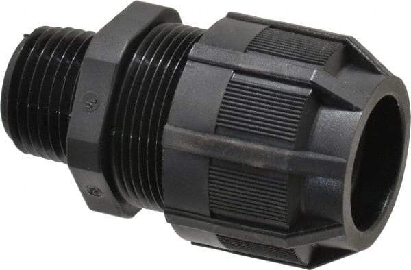 Thomas & Betts - 1/2 to 3/4" Cable Capacity, Liquidtight, Straight Strain Relief Cord Grip - 1/2 NPT Thread, 2-5/32" Long, Nylon - Apex Tool & Supply